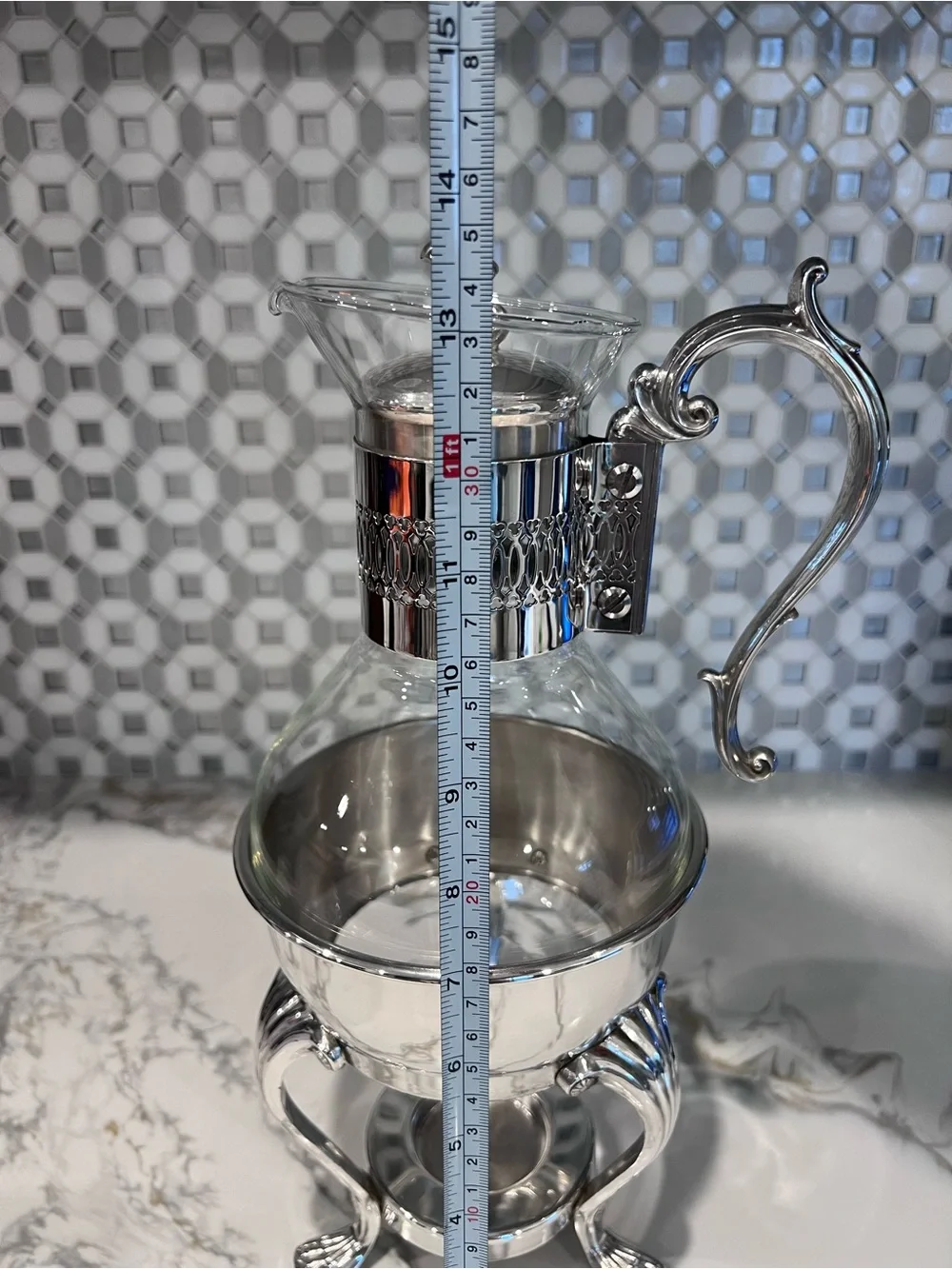 Vintage F.B. Rogers Silverplate Glass Coffee Carafe Warmer